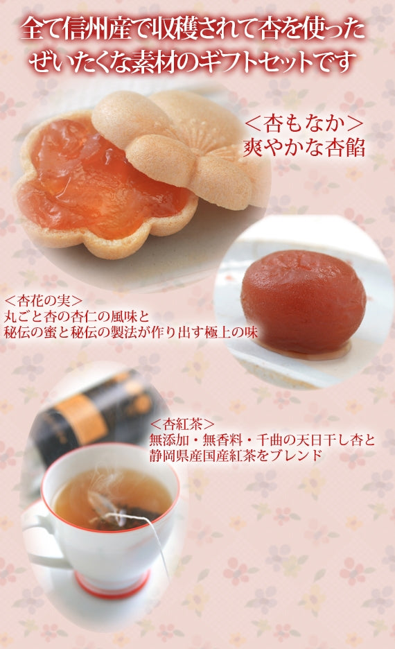 【送料込・沖縄のみ別途】【ゆうゆう散歩にて加山雄三さんがご紹介！】あんず紅茶・杏菓子(杏もなか・杏花の実)セット【和菓子】