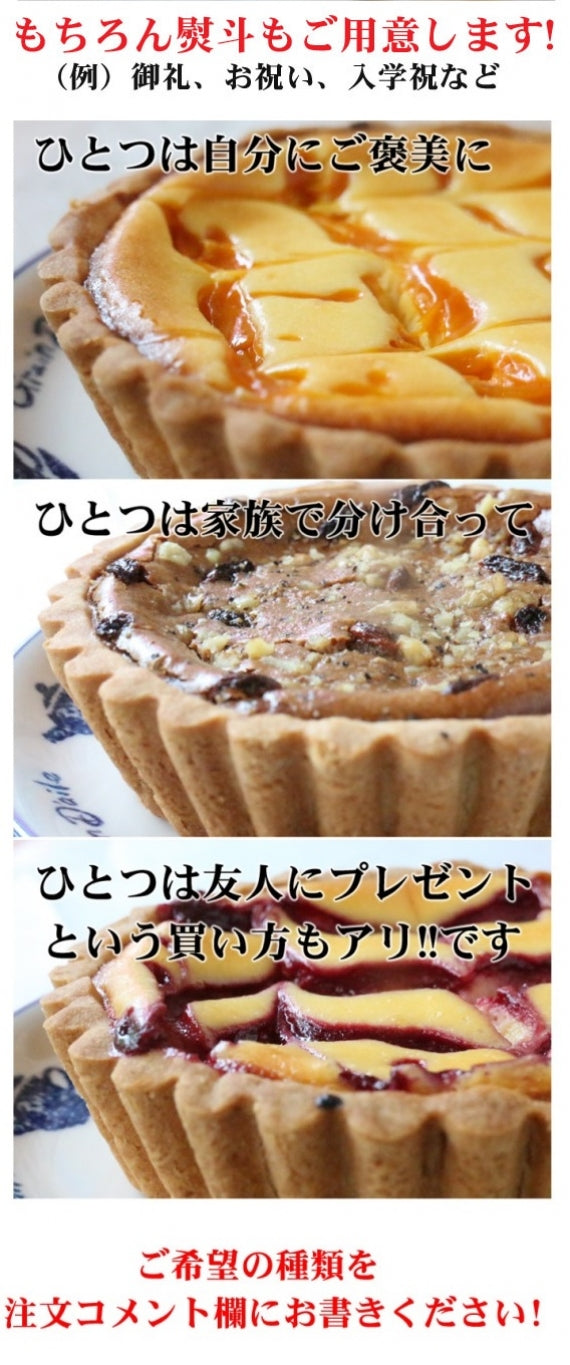 意外に大きい!だからお得なお試しサイズ３～５人数用「チーズタルト」5種類から選べます!