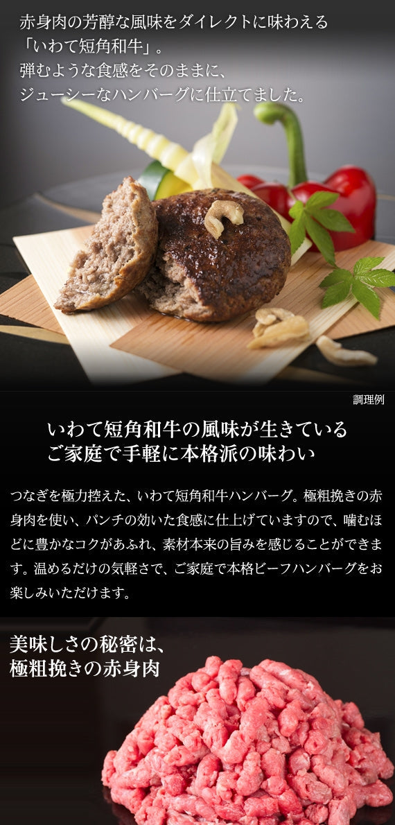 岩手短角和牛焼ハンバーグ(120g×4個)特製和風ソース付