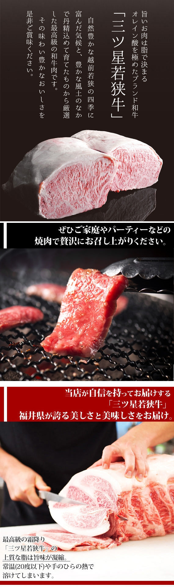 『三ツ星若狭牛』サンカク(焼肉用)[200g×1]　【特製醤油漬けタレ付き】 高級黒毛和牛　若狭牛 三角バラ 焼肉 福井特産〈冷凍便〉【お中元2023】【精肉・肉加工品】