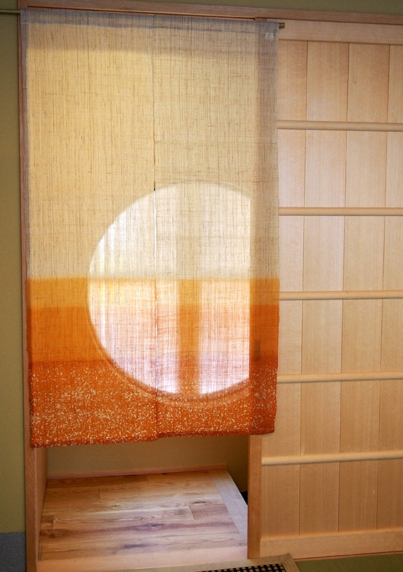【のれん(暖簾)】本麻のれんろうふぶきぼかし染め150㎝丈 全４色（ターコイズブルー・青緑）和風モダンで洋室にも合う、暖簾。ナチュラルな色も。日本製 のれん 暖簾 ギフトにも！【日本ギフト大賞2017受賞店舗】