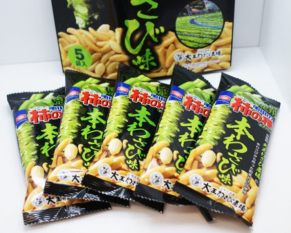 信州限定 亀田の柿の種ピーナッツ入り本わさび味5袋入　信州長野のお土産