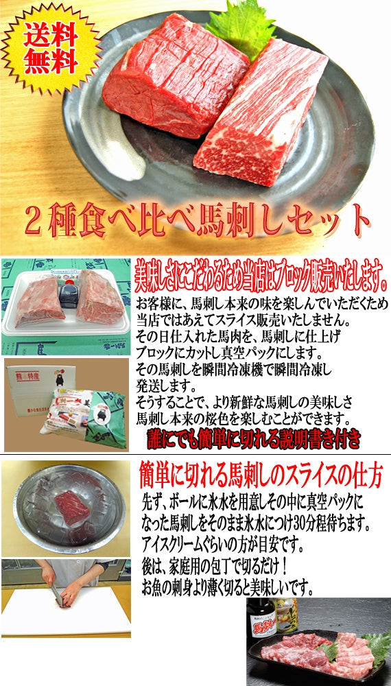 こだわり馬刺し２点盛り　【送料無料】【精肉・肉加品】