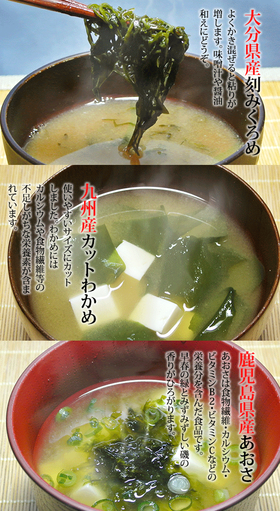 【お試し】おみそ汁のお友 九州産の海藻食べ比べ3点セット【送料無料】【ポスト投函】