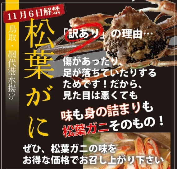 ★訳あり★ 　お得な松葉ガニ（大/800ｇ前後）【生／茹で】