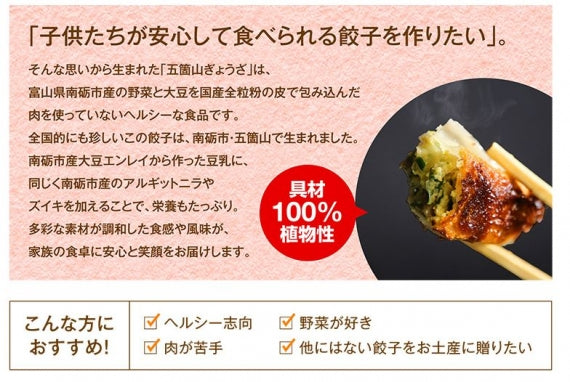 【送料無料】【全粒粉・豆乳・野菜で作ったヘルシー餃子】富山県産の安心・安全・ヘルシー素材で作った「五箇山」ぎょうざ【15個入り×3セット】　※北海道地域、沖縄地域追加送料＋500円頂きます。
