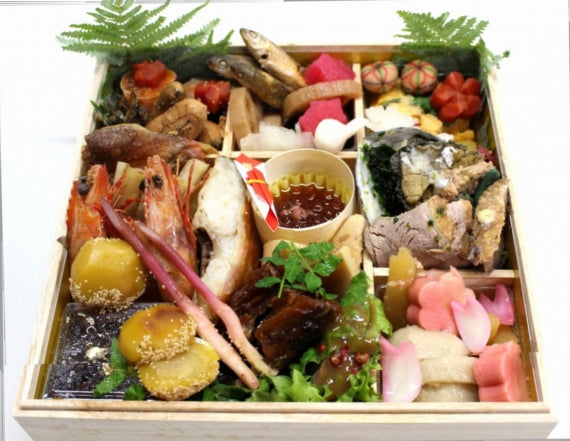 【お得です！】おせち七寸一段重(白木重箱付)と京の伝統の鯖寿司6巻セット【※北海道/青森/秋田/岩手/沖縄エリアお届け不可】