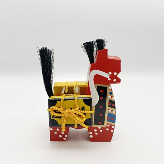 八幡馬　12cm　千両箱付　赤