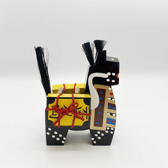 八幡馬　12cm　千両箱付　黒