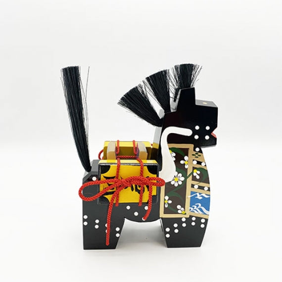 八幡馬　15cm　千両箱付　黒