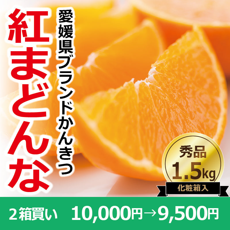 ※今季販売終了※【送料無料】かんきつの最高峰！高級ブランドかんきつ「紅まどんな」〈秀品・化粧箱 小〉約1.5㎏（2L～3L／5～6玉）※贈答用におすすめな2L・3Lのみをお詰めします！