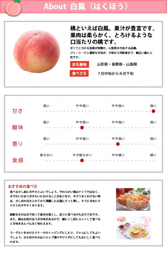 【販売期間外】【送料無料】山梨県産白鳳(桃) ※7月10日頃より順次発送※期日指定不可【お中元2025】【フルーツ】