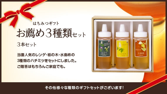 ハチミツギフト「お薦め3種類」セット （500g×3本）