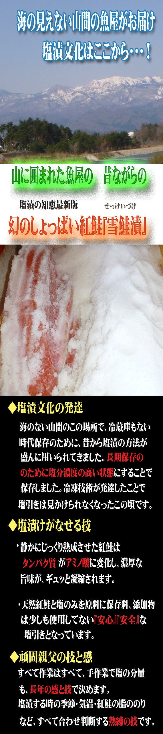 ★『賛否両論』グルメに登場【塩引き界のKING OF KINGSを目指す！】幻のしょっぱい紅鮭　雪鮭漬(  半身)　