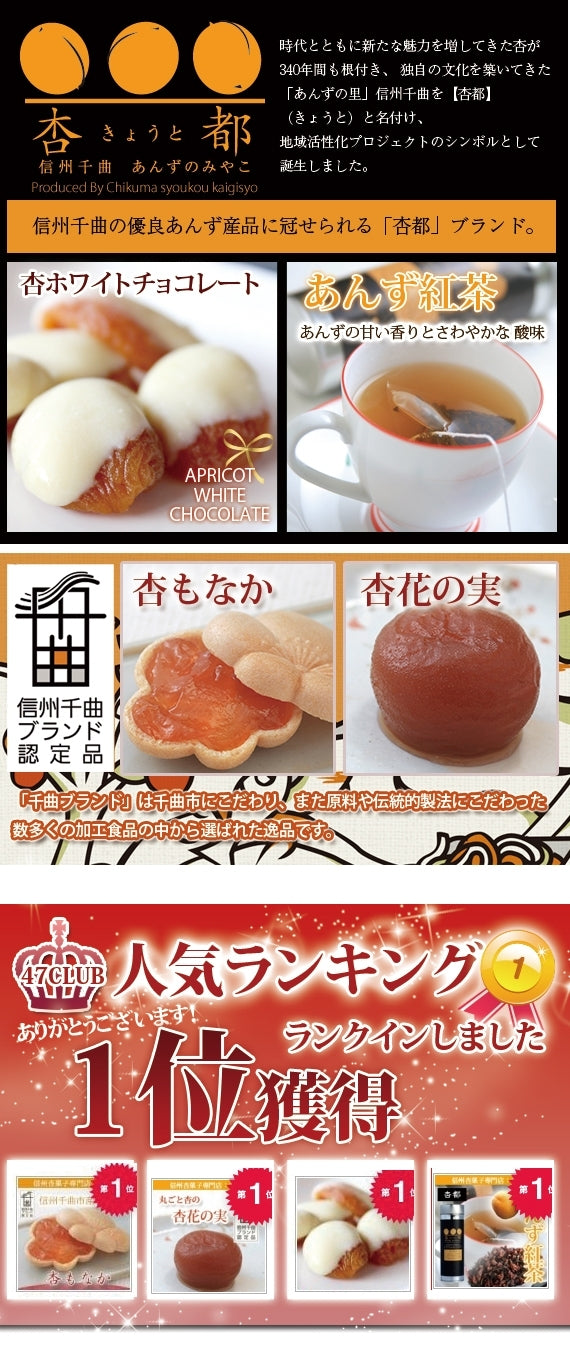 【期間限定10月～3月販売】【冬季限定】信州産杏づくし★杏もなか・杏花の実・あんず紅茶・杏チョコ（ホワイト）　詰合せセットE【スイーツ】