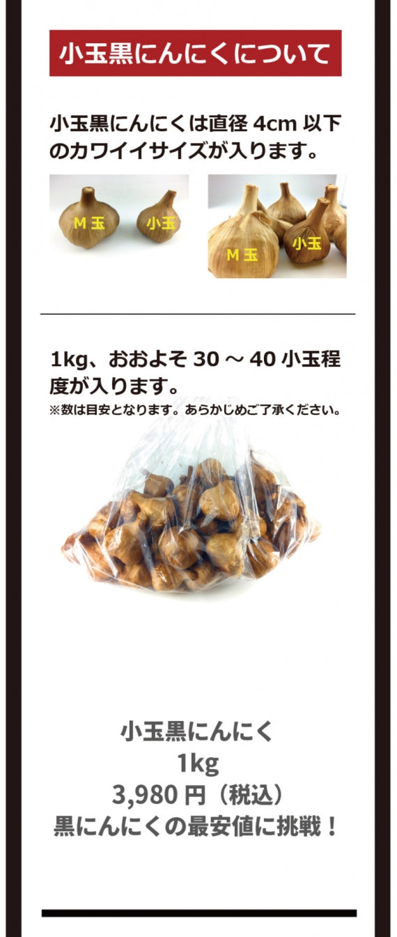 黒にんにく 小玉 1kg 青森県産 国産 福地ホワイト六片種 ニンニク 無添加 美容 健康 滋養強壮 自然 甘さ 濃厚 しっとり 宅配便 送料無料 道奥美女 みちのくびじょ【8085】
