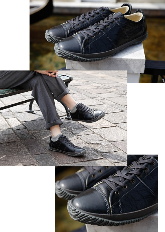 【SP-272 Black　スピングルSP-272　ブラック】　 柔らかくしなやかに足を包み込むレザースニーカー！定期的に油分を補給する事でより深みのある革へ変化を楽しむことができます！】【日本製ハンドメイドスニーカー　靴】【サイズ交換可能】