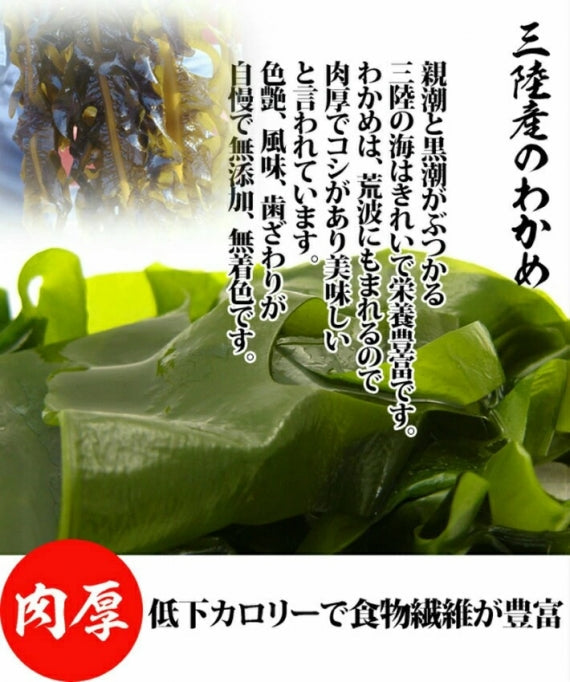 「送料無料」三陸産 おさしみわかめ（湯通し塩蔵わかめ）60g×２個