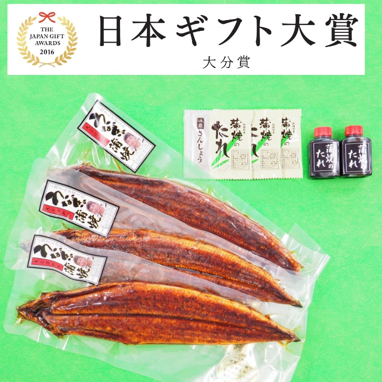 【送料込】温泉で育てたうなぎ蒲焼（中）３本セット