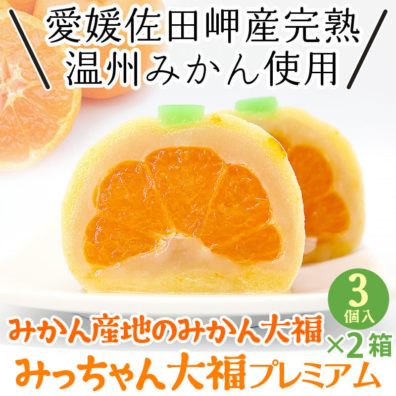 ★こんなのあるんだ大賞を受賞したみっちゃん大福のプレミアム版！ 愛媛産のみかんを包んだ みっちゃん大福プレミアム3個入り×2箱