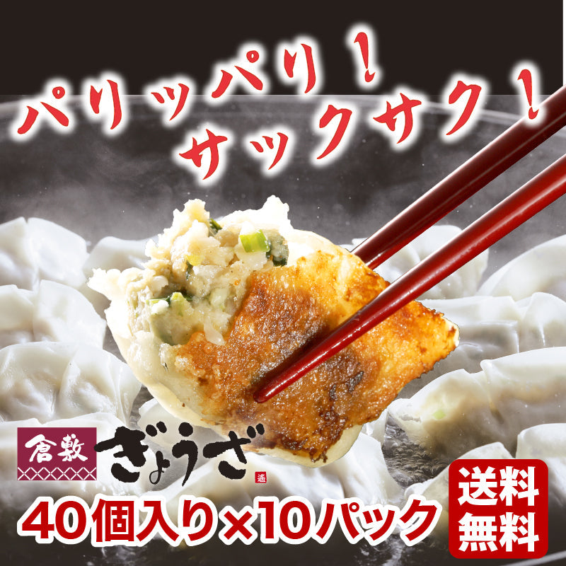 【送料無料】倉敷ぎょうざ40個入×10パックセット　無添加 国産素材 作りたて生餃子 低臭にんにく