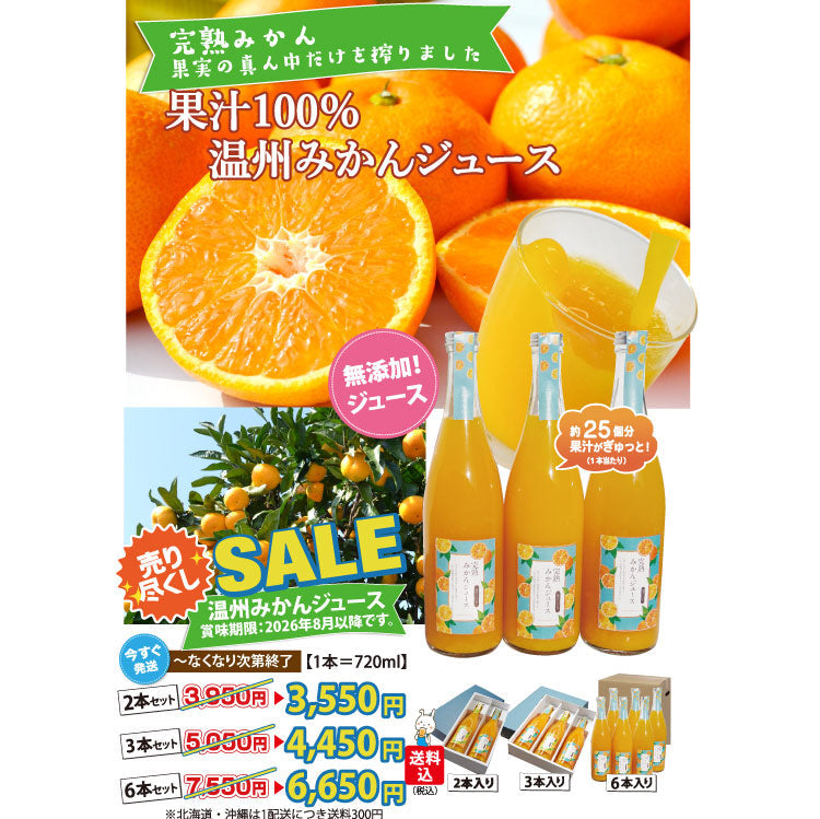 SALE！売り尽くし割引中！！贅沢搾り★みかんジュース （ストレート果汁100％）
