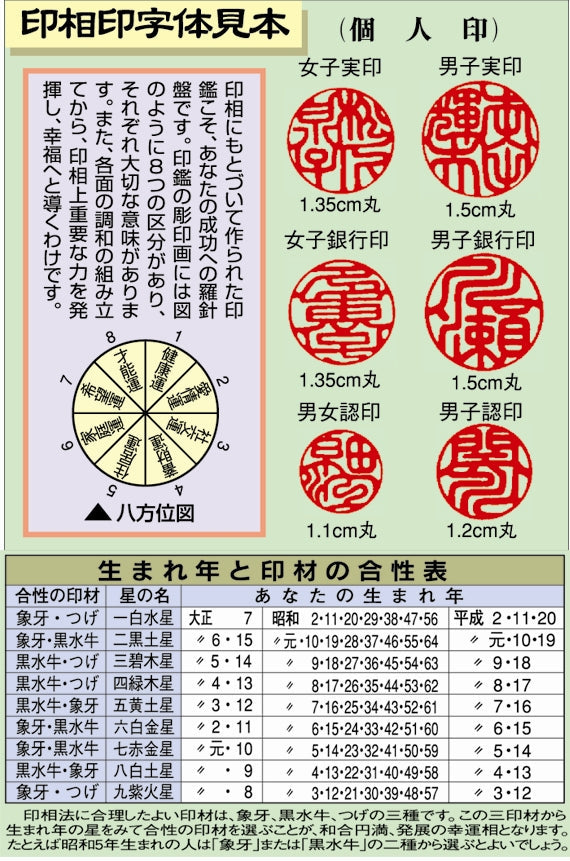開運印鑑（男性用）　象牙（実印・銀行印・認印）３本セット