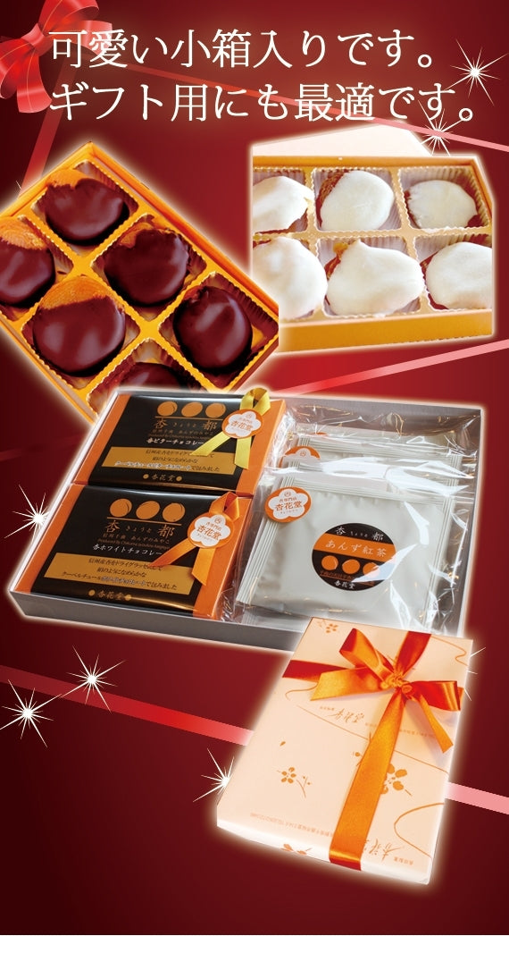 【期間限定11月～3月販売】【杏専門店が作る大人の杏チョコレート】（ホワイト＆ビター）各１箱（１箱６粒入り）あんず紅茶5ｐ★ギフトBOX【スイーツ】