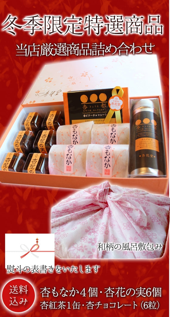 【期間限定11月～3月販売】【冬季限定・送料込】信州産杏づくし★杏もなか・杏花の実・あんず紅茶・杏チョコ（ビター）　詰合せセットE【スイーツ】