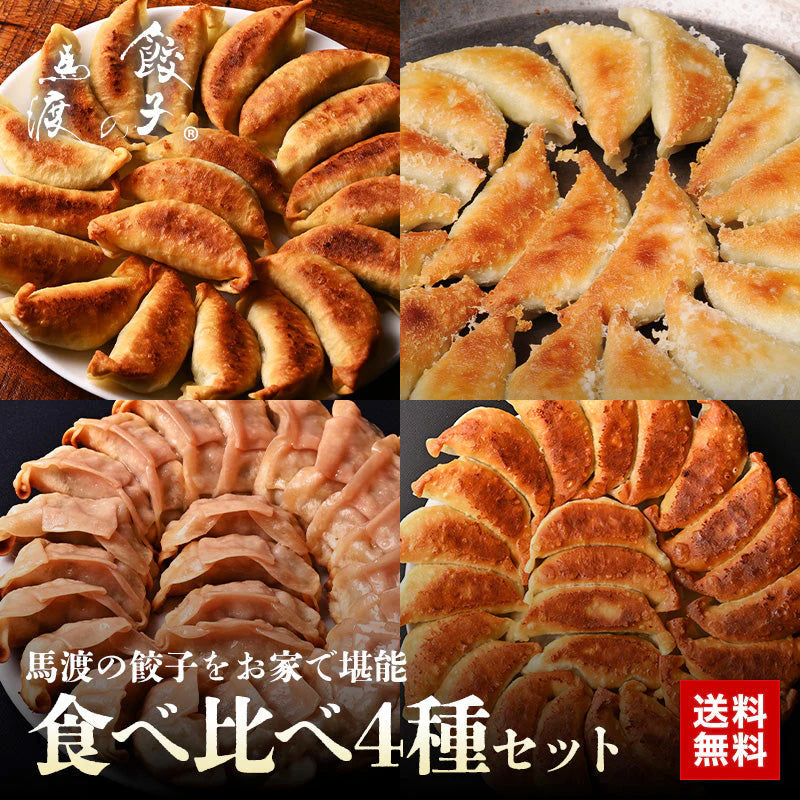 馬渡の食べくらべ4種セット （もっちり餃子10個 えびしそ餃子10個 くろぶた餃子10個 宮崎地頭鶏餃子10個 ）|【送料無料】ギフト