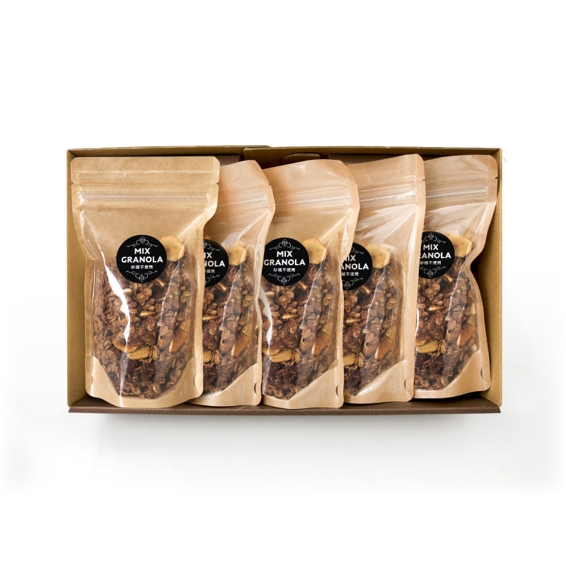 ★冬季限定★砂糖不使用のチョコバナナグラノーラ〈5個セット・化粧箱入〉‐砂糖不使用・グルテンフリーの手作りグラノーラ-