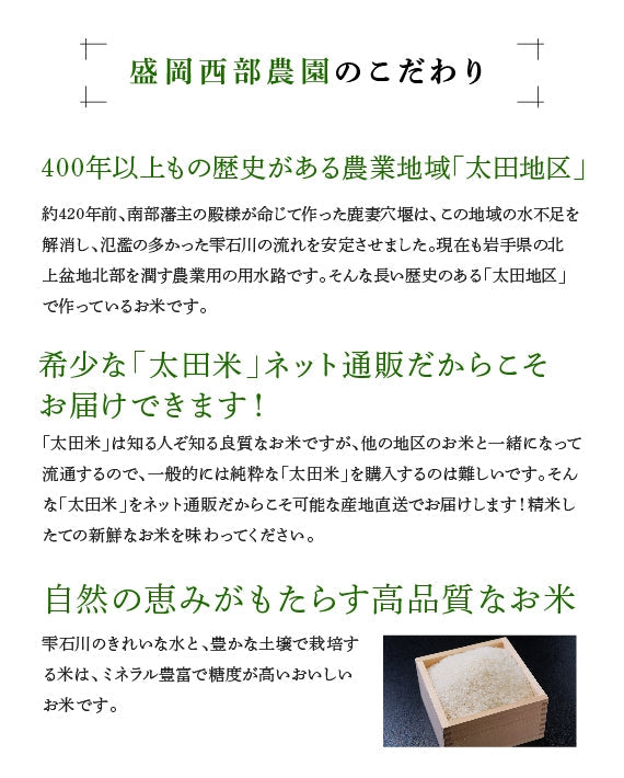 盛岡太田産　　銀河のしずく　精米　5kg（送料込み）