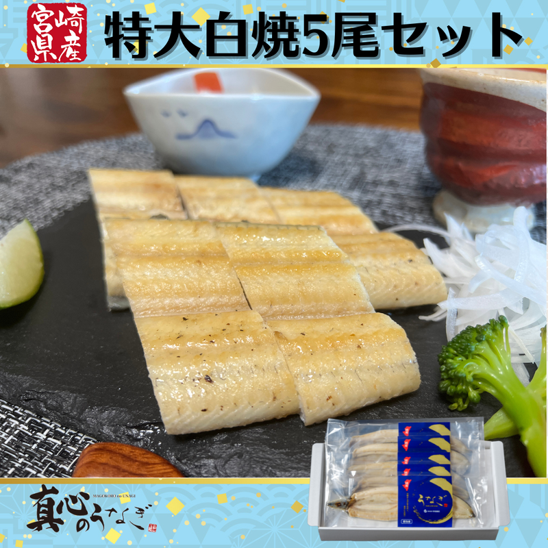 【大容量！】【宮崎県産うなぎ】うなぎ白焼特大5尾セット　お歳暮　国産鰻　送料無料