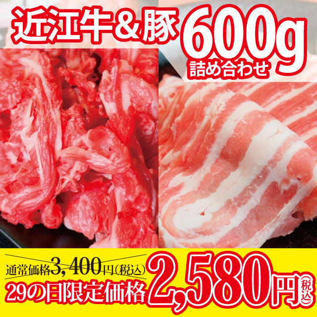 【次回29の日：8/29～8/31限定】【29(肉)の日がお得！】合計600g！近江牛＆国産豚詰め合わせ！＜冷凍便＞