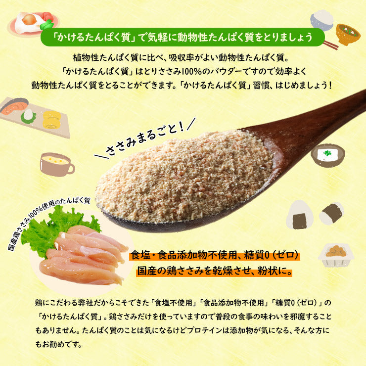 粉末 ささみ 国産 無添加 かけるたんぱく質 100g×1袋 とりささみ100% ふりかけ おやつ 離乳食 まるごと ベビーフード 粉末 パウダー 動物性たんぱく質 食塩不使用 食品添加物不使用 糖質0  糖質ゼロ 糖質オフ プロテインより手軽に たんぱく質補給 たんぱくリッチ 送料無料