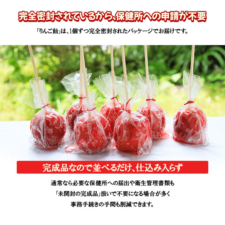 完成品 個包装済み アイス 丸ごと りんご飴 フルーツ飴 棒 キャンディーアップル 林檎飴 園祭 学祭 屋台 冷凍 模擬店 文化祭 お祭り 冷凍 食べ物 調理無し