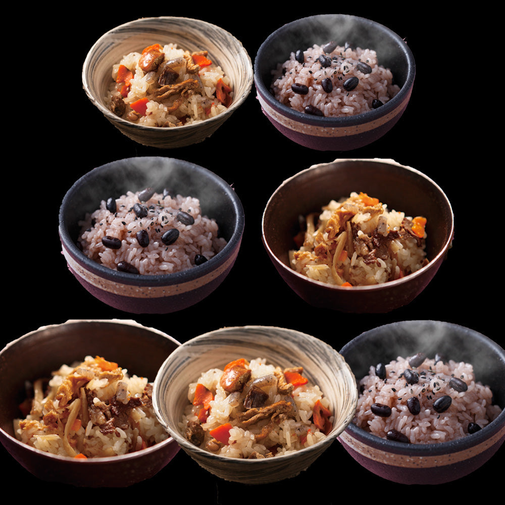 送料無料【7days おこわセット】名古屋コーチン、飛騨牛 各2袋　お赤飯　3袋(各2合セット)