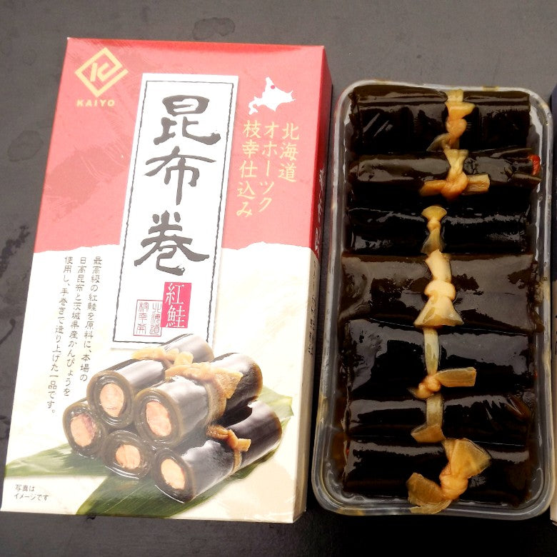 【紅鮭入れ昆布巻】★レトルト殺菌製造でしっかりした昆布の食感を！★合成着色料・保存料を未使用！只今在庫５個です。