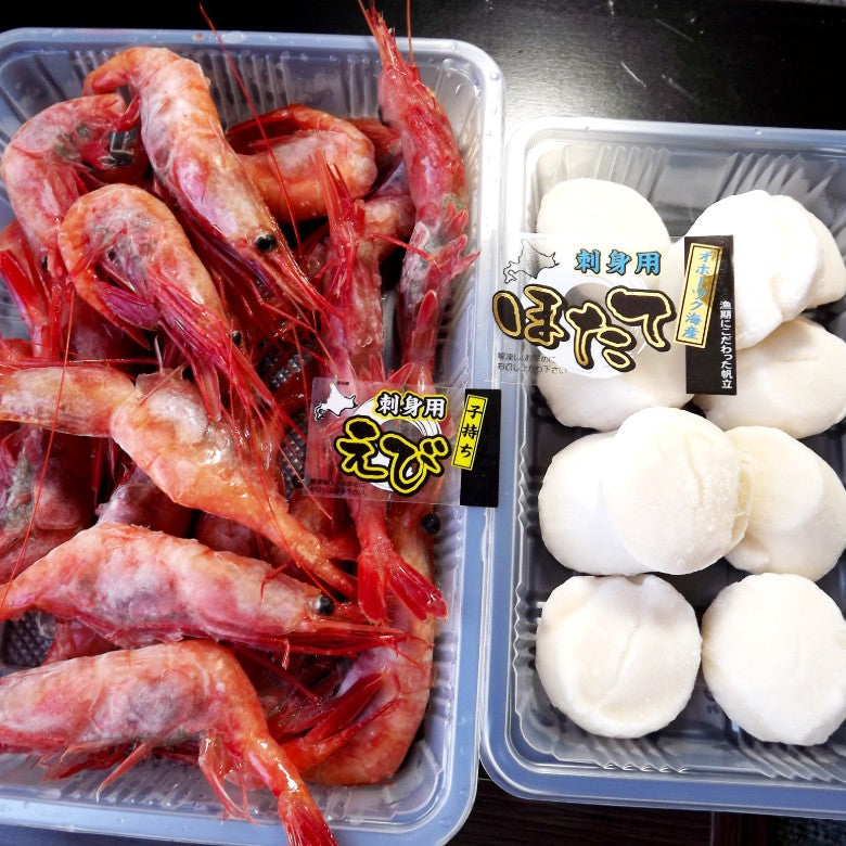 【送料込み】刺身とみそ汁で２度美味しい！お刺身用甘えび300ｇ15尾＋ほたて200ｇ11玉の刺身セット