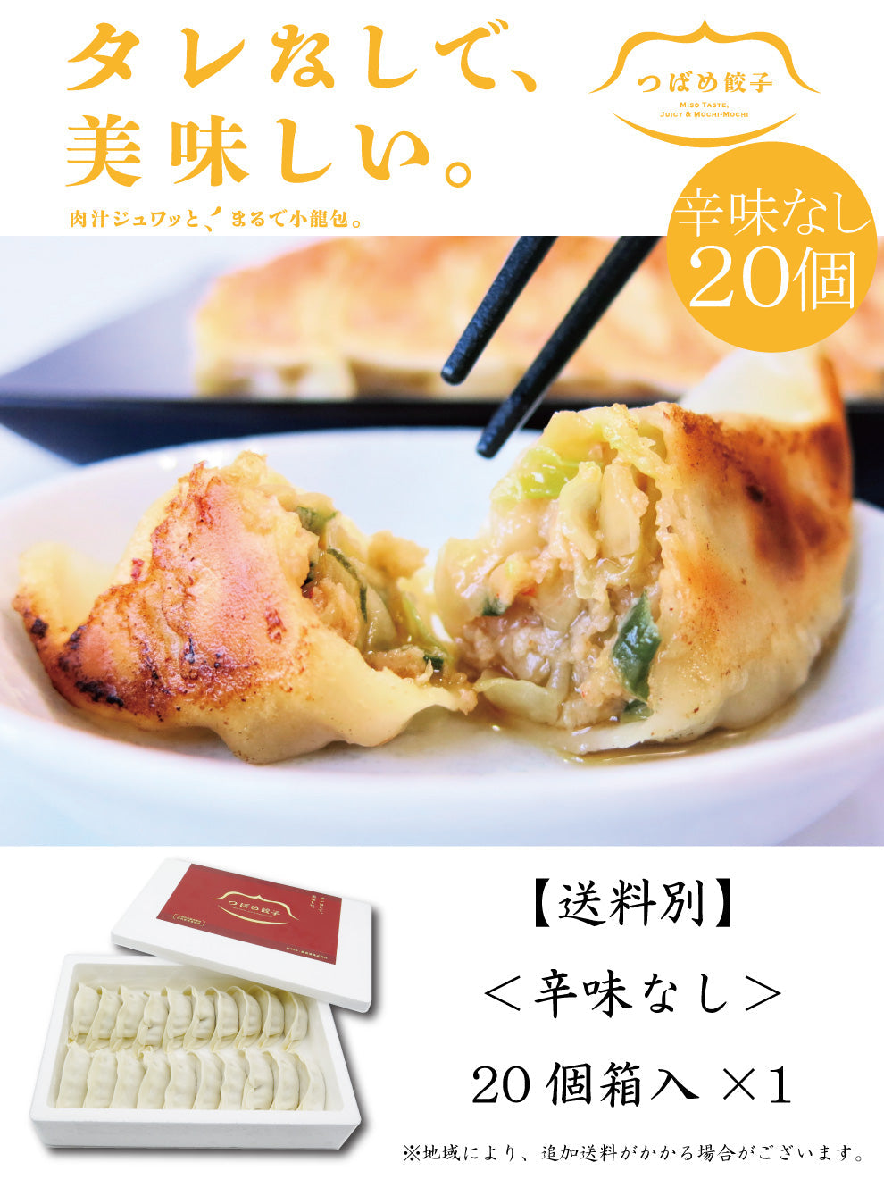 【タレなしでうまい！】つばめ餃子(辛味なし)20個【お試し】【送料別】