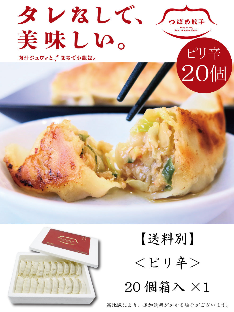 【タレなしでうまい！】つばめ餃子(ピリ辛)20個【お試し】【送料別】