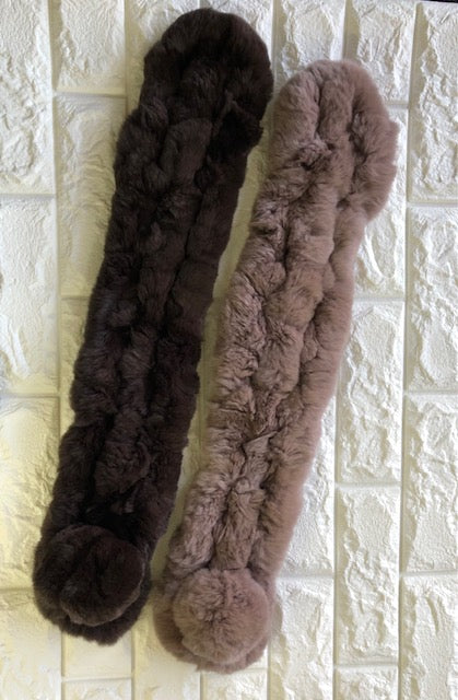 天然レッキスラビットファーぼんぼりマフラー