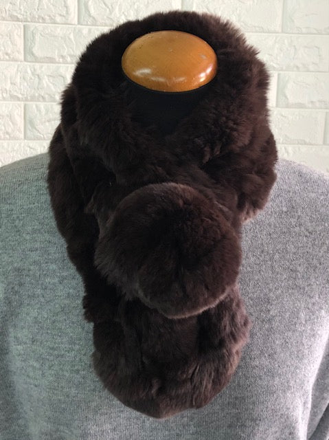 天然レッキスラビットファーぼんぼりマフラー