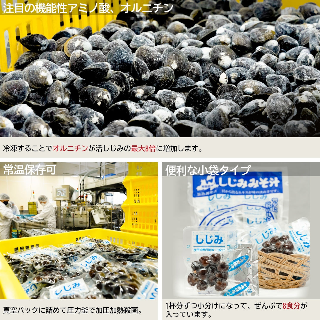 青森県産『大和しじみ汁』(8食)雪国育ちの大和しじみと、自社製しじみエキスを練り込んだ調味みそで、貝から、味噌から、しじみのエキス！