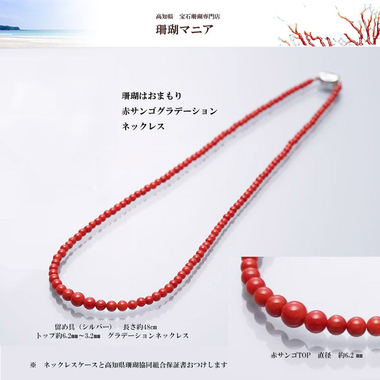 珊瑚はおまもり】赤サンゴのグラデーションネックレス 48㎝ 送料無料