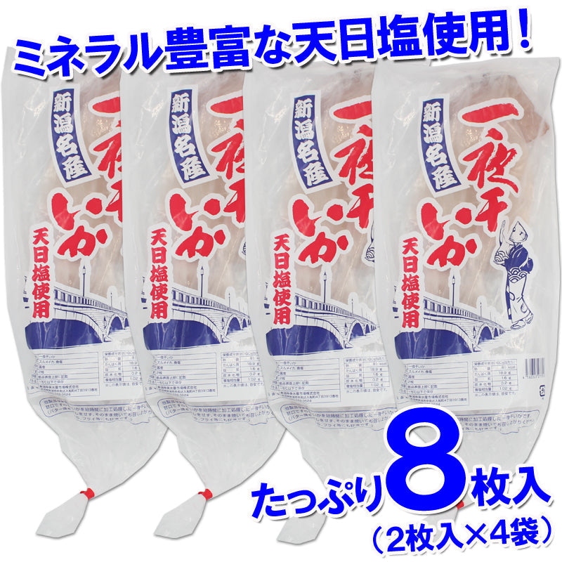 【送料無料】新潟名物 いか一夜干し 塩味セット 2枚入×４袋 ギフト 2025 海鮮問屋 見田元七商店