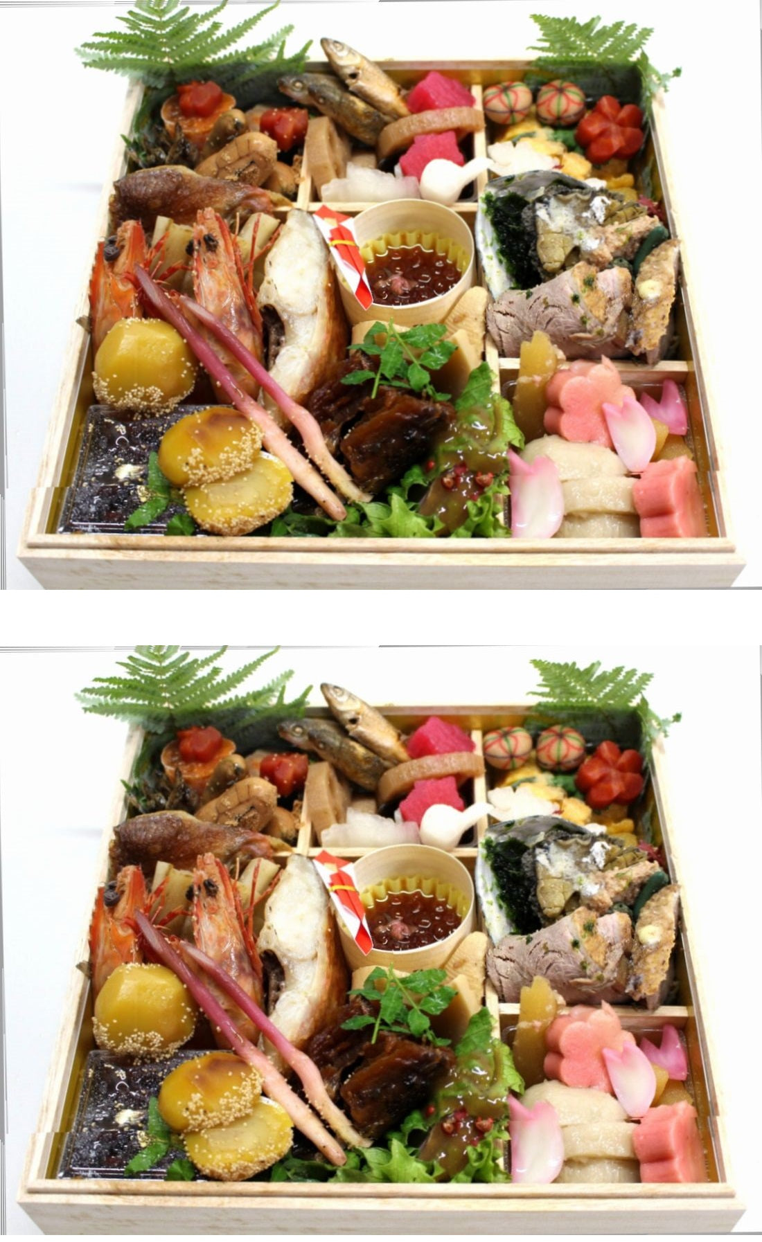 【お得です！】おせち七寸一段重(白木重箱付)二つと京の伝統の鯖寿司12巻セット【※北海道/青森/秋田/岩手/沖縄エリアお届け不可】