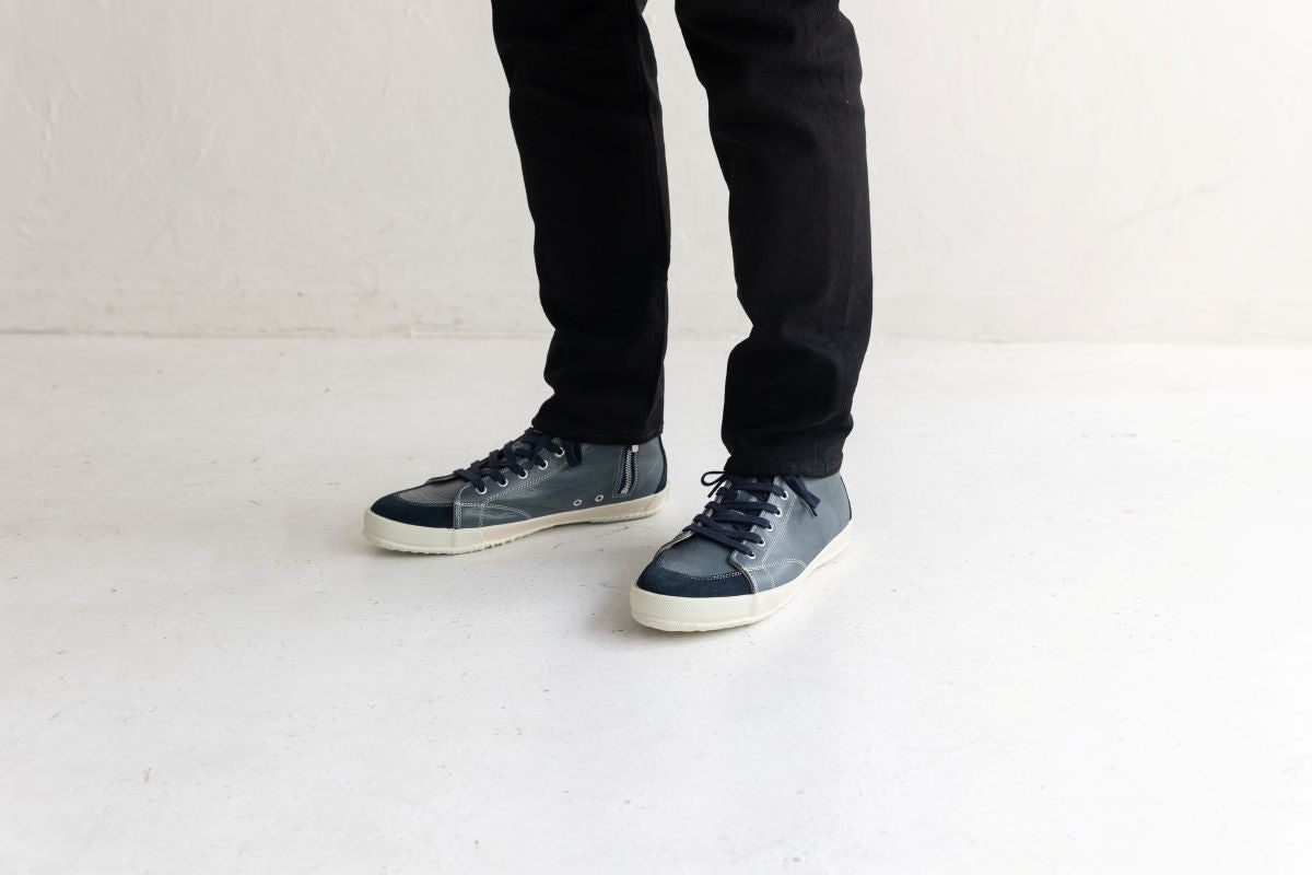 【SPINGLE スピングル SP-356】サイドジップ付きミドルカットスニーカー◆オイルワックスレザーの定番商品　※ 靴 日本製ハンドメイドスニーカー サイズ交換可能 スピングル