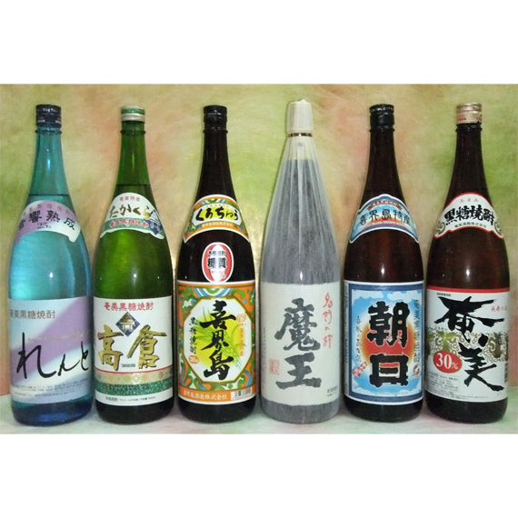 黒糖焼酎と魔王の呑み比一升瓶６本セット　【 数量限定】 魔王入り　　