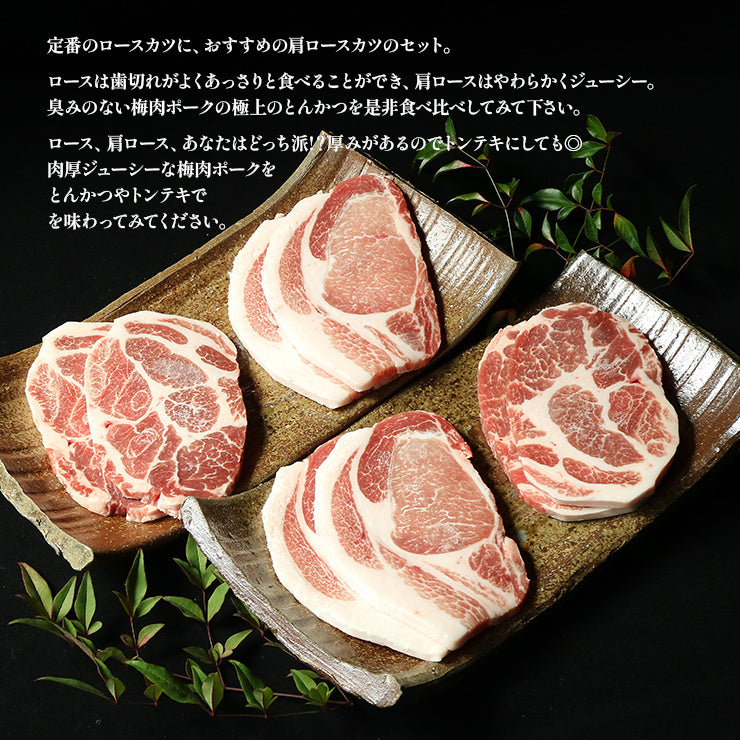 お歳暮 御歳暮プレゼント ギフト 贈り物 天草梅肉ポーク 豚肉 ロースとんかつ用 4枚 肩ロースとんかつ用 4枚 合計800g
